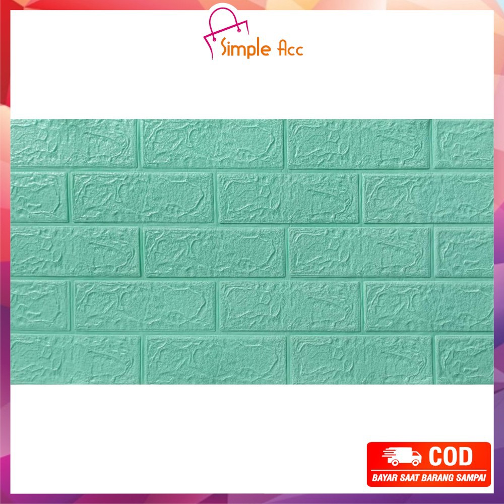 ~COD~ DO-C206 Wallpaper Dinding Foam 3D Kecil Motif Batu Bata/Walpaper Stiker Dinding Dekorasi Kamar-Batu Bata HIJAU MUDA