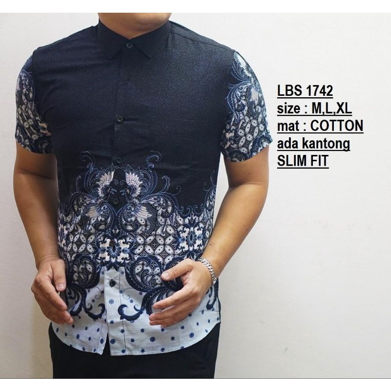MEN SALE BATIK PRIA SLIM FIT LENGAN PENDEK BATIK PRIA SLIMFIT LBS 541