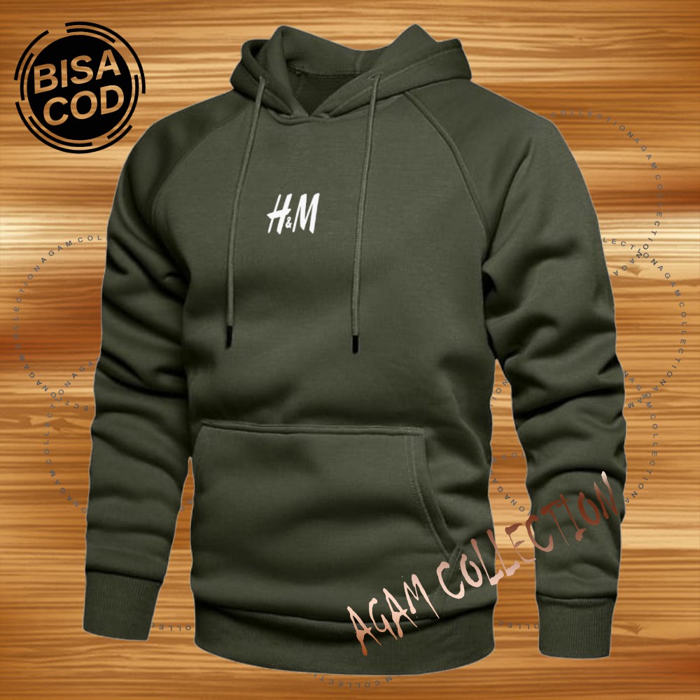 Agam collection Sweater Hoodie Distro H&amp;m  Premium Text Putih Pria Wanita