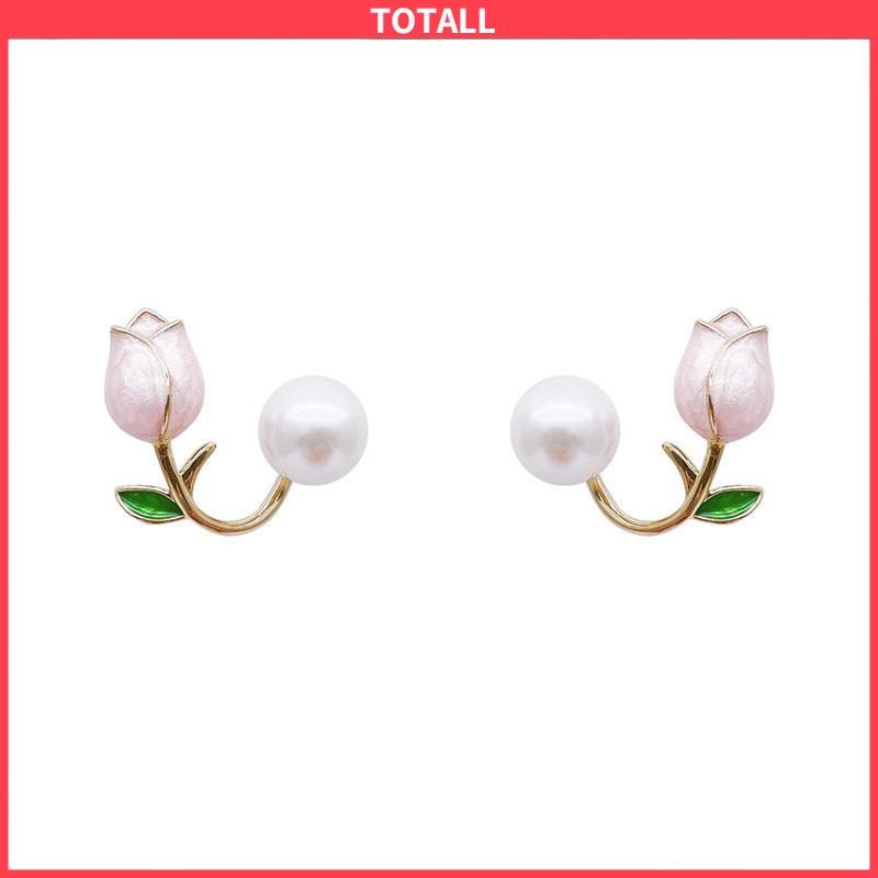 COD Hiasan Mutiara Imitasi Bunga Tulip Temperamen Anting Modis Manis-Totall