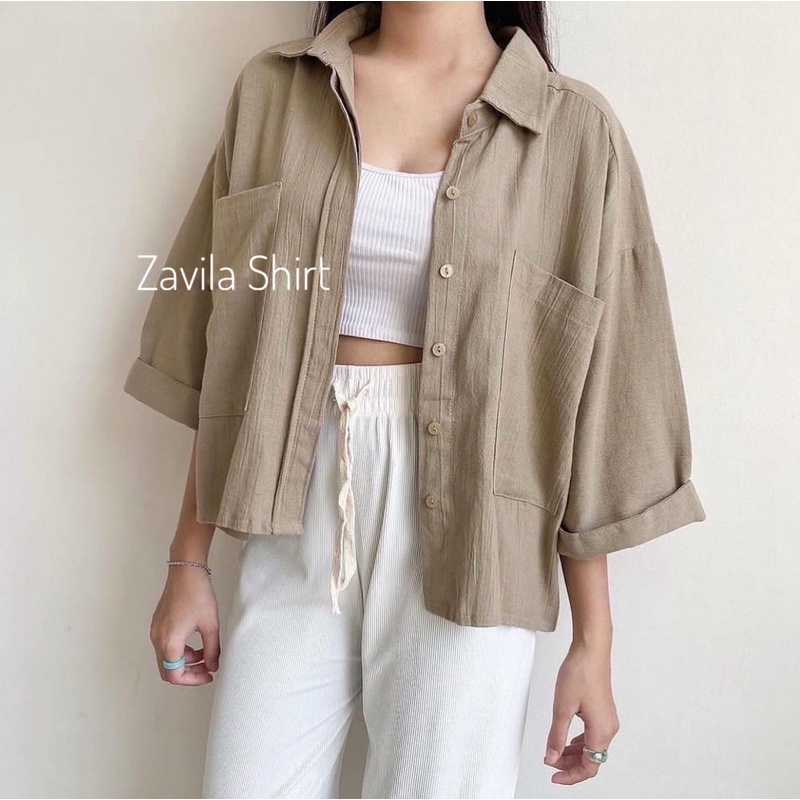 ZAVILA SHIRT RAYON CRINKLE // KEMEJA JUMBO SAKU 2