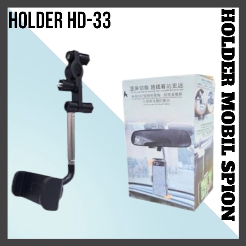 HD33 Holder Kaca Spion Mobil HD-33 Phone Holder hp jepit Kursi Belakang Universal Besi Stainless