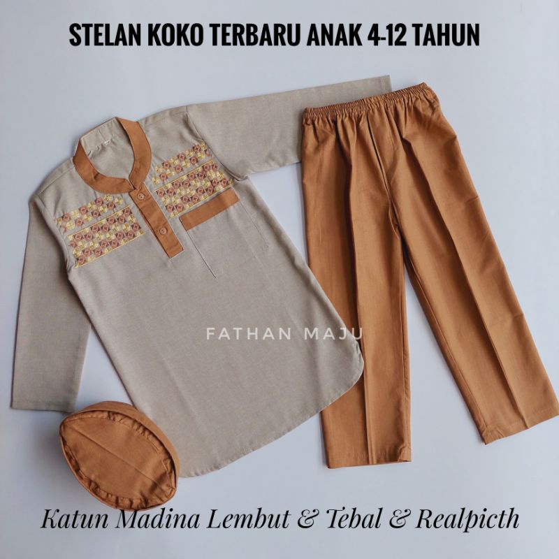 Baju Stelan Koko Muslim Anak laki laki 3-14 tahun Terlaris