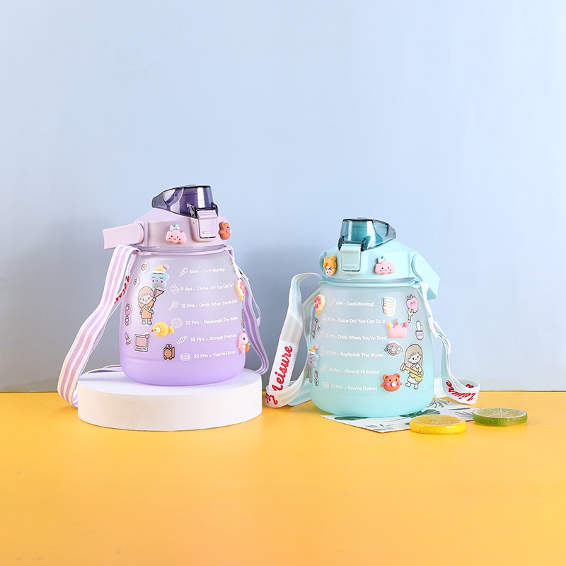 [littlecrab] Botol Minum 1.3L Viral Korea FREE STICKERS Botol Minum Ombre Gradasi Gendut Unik Botol Minum Kekinian Doff 1300ML Free Stickers-4