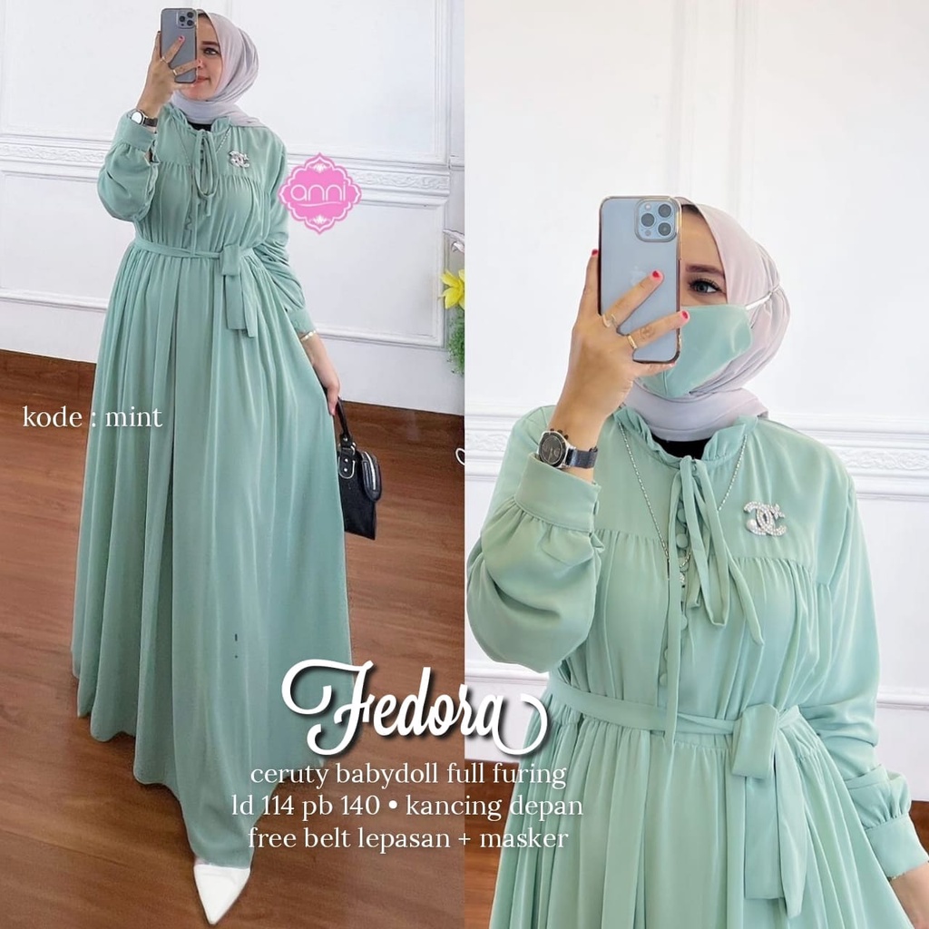 FEDORA DRESS/DRESS MAXI KEKINIAN/DRESS MAXI TERBARU/MAXI DRESS MURAH/MAXI DRESS POLOS/MAXI DRESS TALI PINGGANG