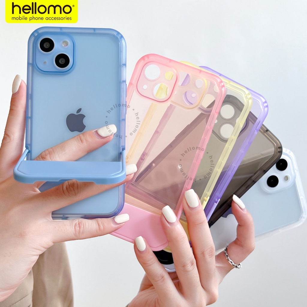 (1) Case iPhone Stand Phone Casing Softcase TPU Holder Invisible Bangku