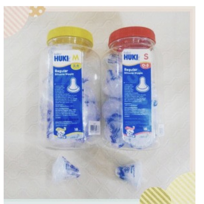 HUKI Nipple DOT Silicone Reguler / ortho/ gepeng Empeng Silikon Huki Bundar ECERAN