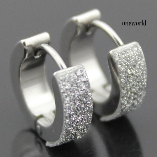 OW@ Men Women Fashion Punk Gothic Stainless Steel Hoop Stud Earrings Jewelry