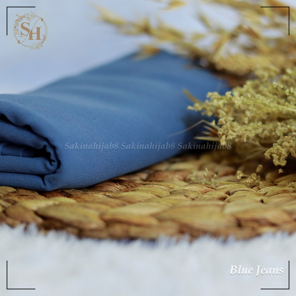 PROMO Pashmina Ceruty Babydoll 200x75 cm jahit tepi CHAPTER1-Blue jeans