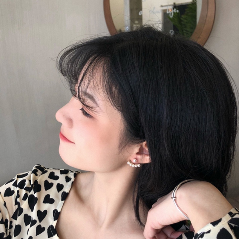 Sepasang Anting stud Jarum Perak S925 Hias Mutiara Model Gantung