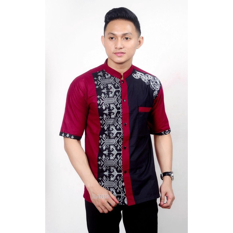 Baju koko modern - baju muslim - baju koko kombinasi batik bordir