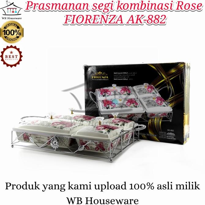PRASMANAN SEGI BASI SET KERAMIK TEBAL MOTIF ROSE FIORENZA AK-882