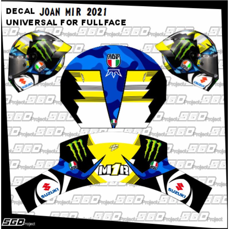 Stiker Decal Helm Motif Joan Mir universal Fullface