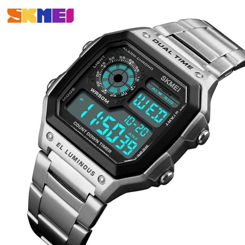 {COD} Jam Tangan SKMEI Pria Wanita | Jam Tangan Digital Tali Stainless Anti Air | Jam Tangan Murah