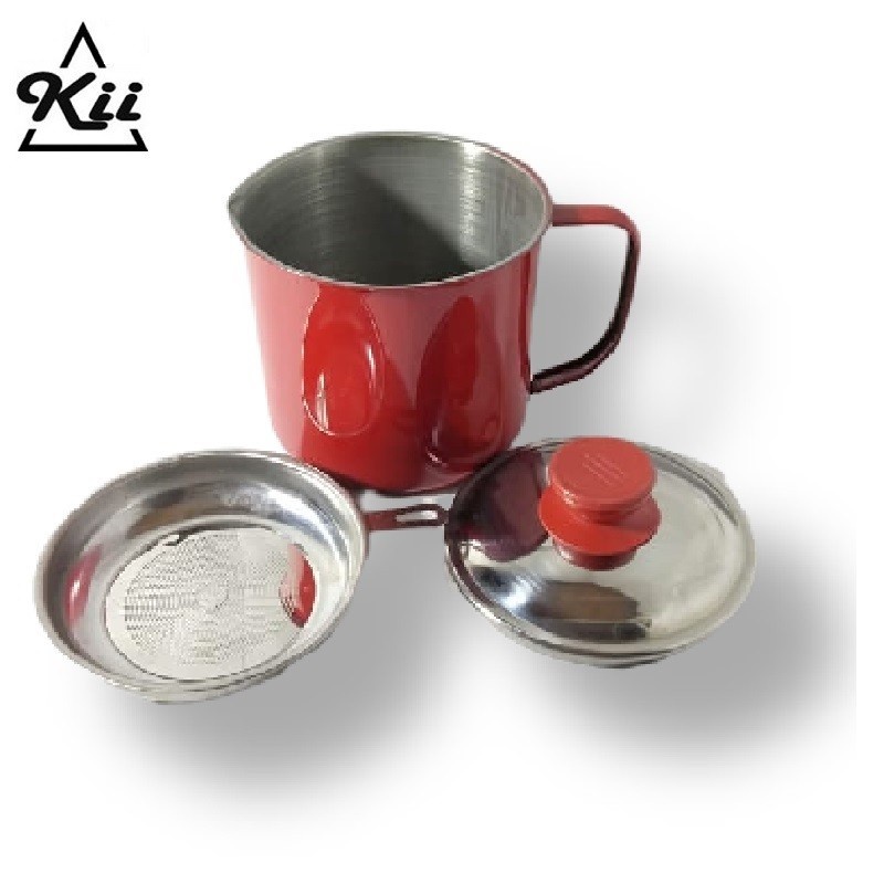 Tempat Saring Minyak Stainless Colored - Stainless Oil Pot 1200ml