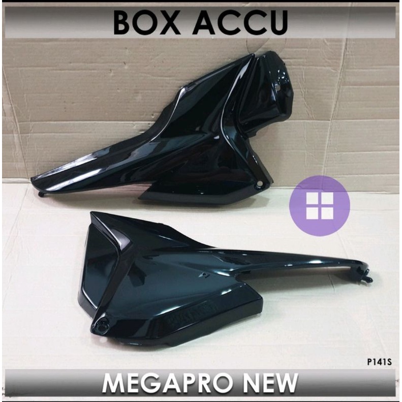 Box Tutup Cover Accu Honda MegaPro New PRIMUS Hitam metalik bahan tebal mirip original