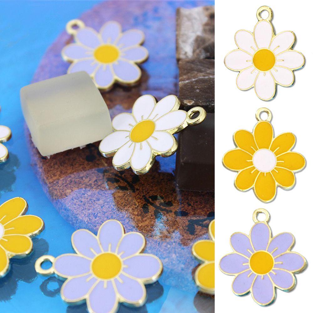 Nanas 10 Pcs Pesona Bunga Daisy Hadiah Gelang Membuat Kerajinan Crafting DIY Alloy Enamel