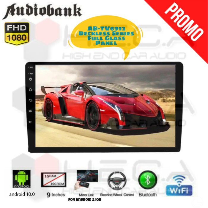 Audiobank AB-TV6912 Android 9" Head Unit Double Din Tape Audio Mobil