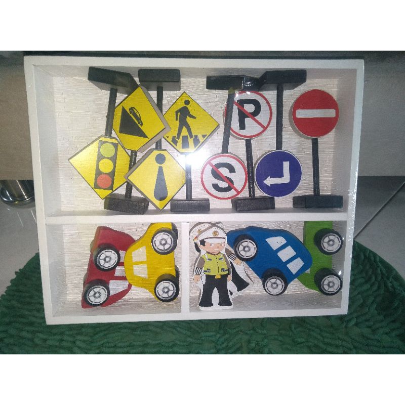 miniatur rambu lalu lintas - mainan edukasi