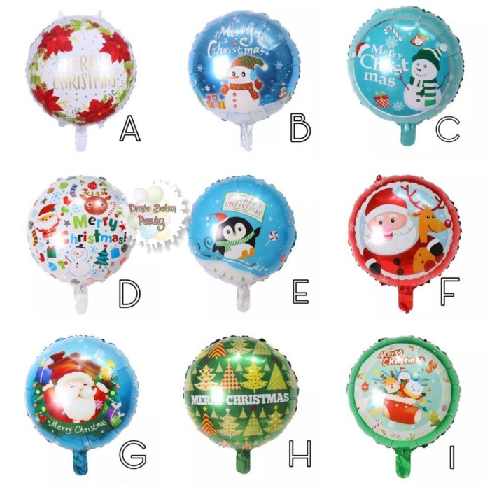 Balon Bulat Natal Merry Christmas / Balon Santa Snowman Christma