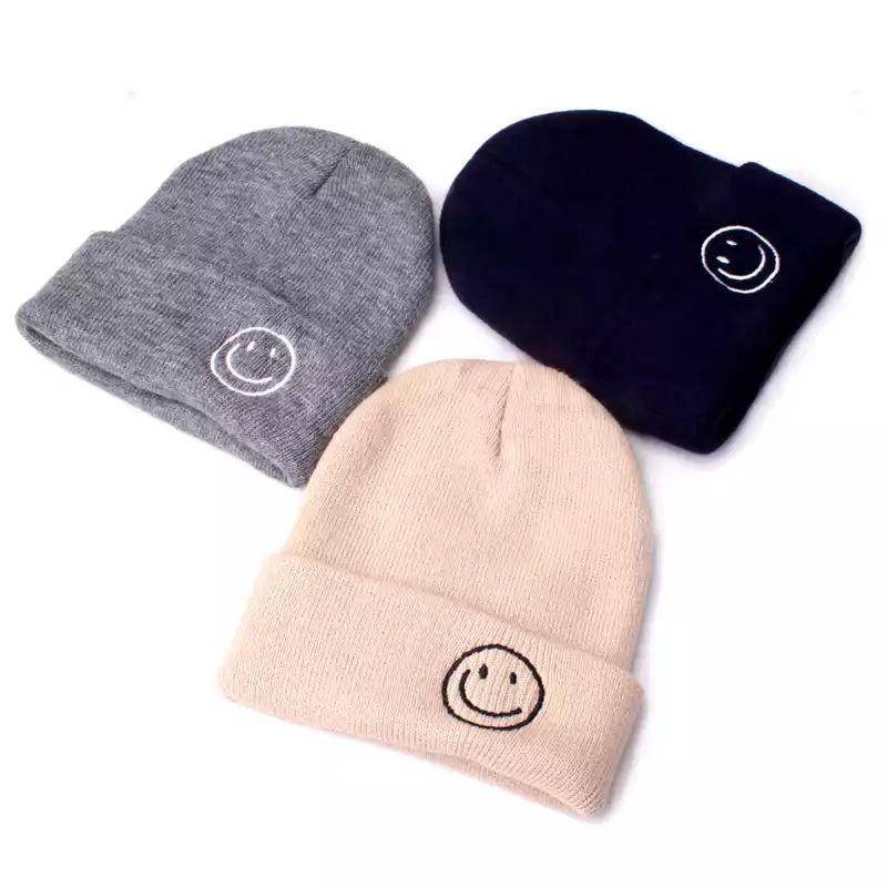 beanie with smiley face logo