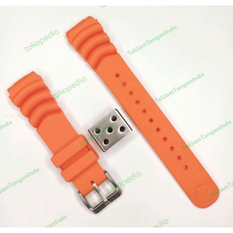Tali strap jam tangan Seiko 20mm Rubber karet orange sport pria