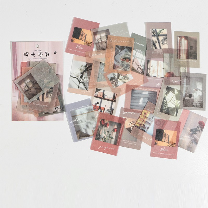 Journamm 40pcs/pack Letter of Time Poetry Washi Paper Stickers Diy Diary Deco Planner Journal Decorative Stationery Stickers-Glimpse
