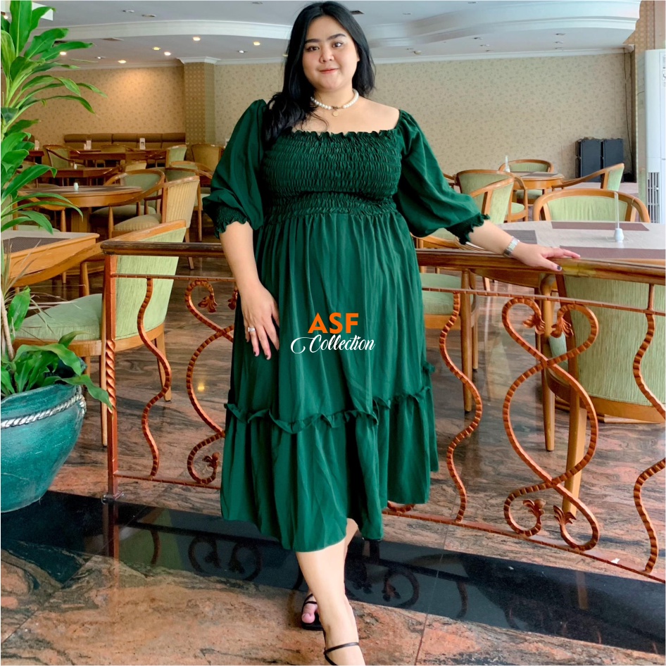 Nidia Dress Wanita Jumbo|Dress bodycon maxsi casual pesta party|Dress sabrina big size|Dress Sabrina