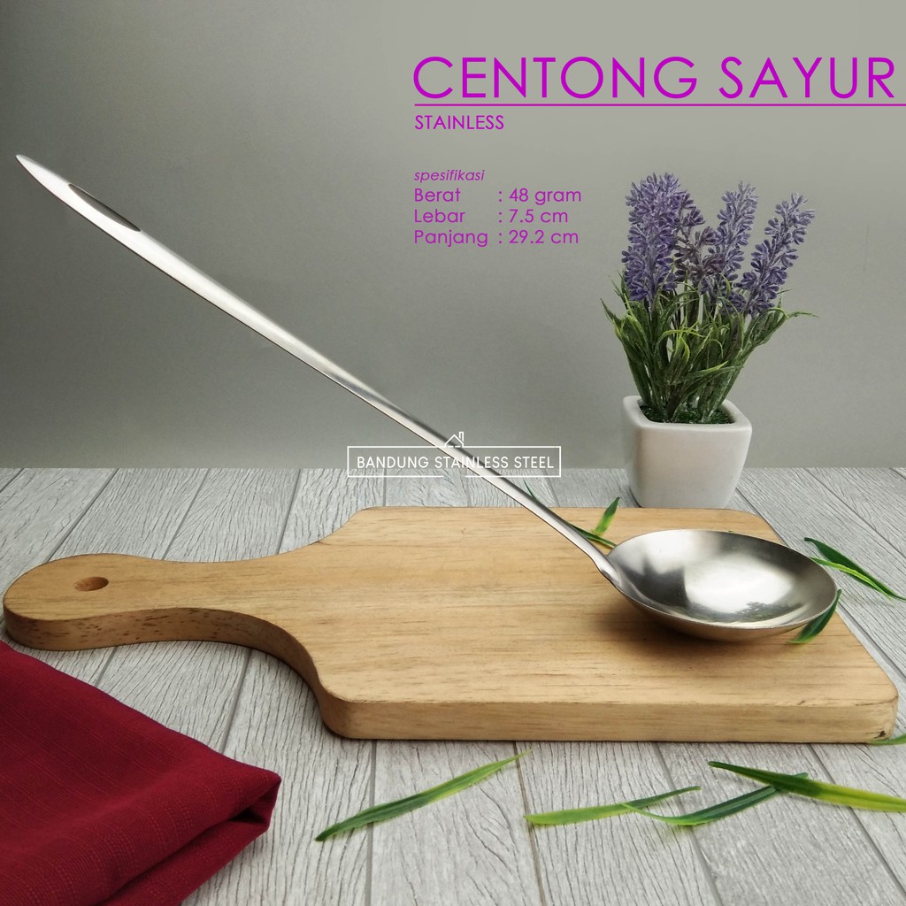 Centong sayur sendok kuah soup sup ladle tebal stainless 30cm murah Lubang Non-Lubang