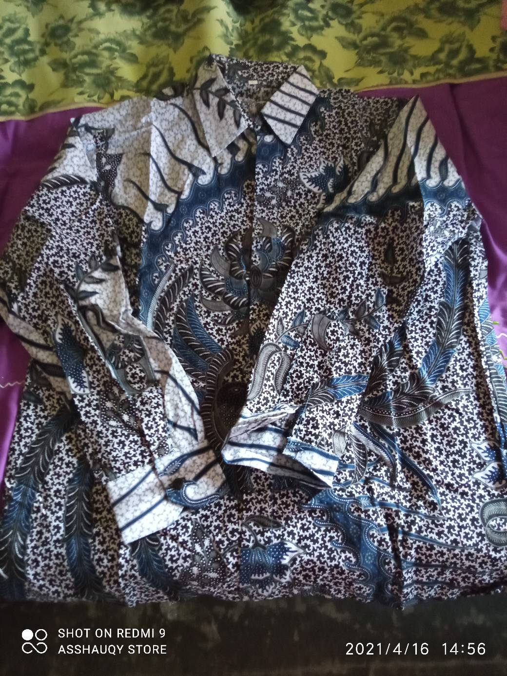 Kemeja Batik Pria Lengan Panjang Size M L Xl Xxl  Bswart Batik Hrb026 Kenongo Hem Panjang Padi