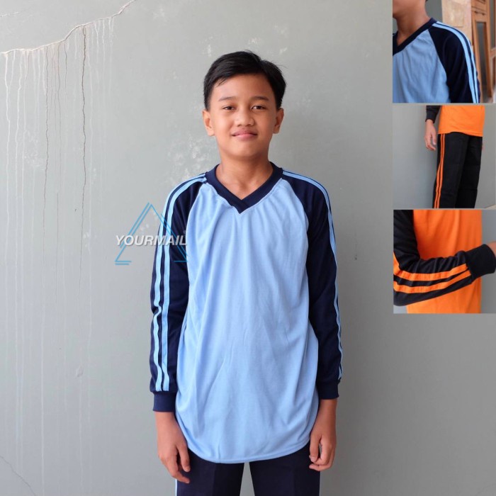 Setelan Kaos Olahraga Anak SD / Seragam Baju Olahraga Anak Sekolah SD - Biru Dongker, M