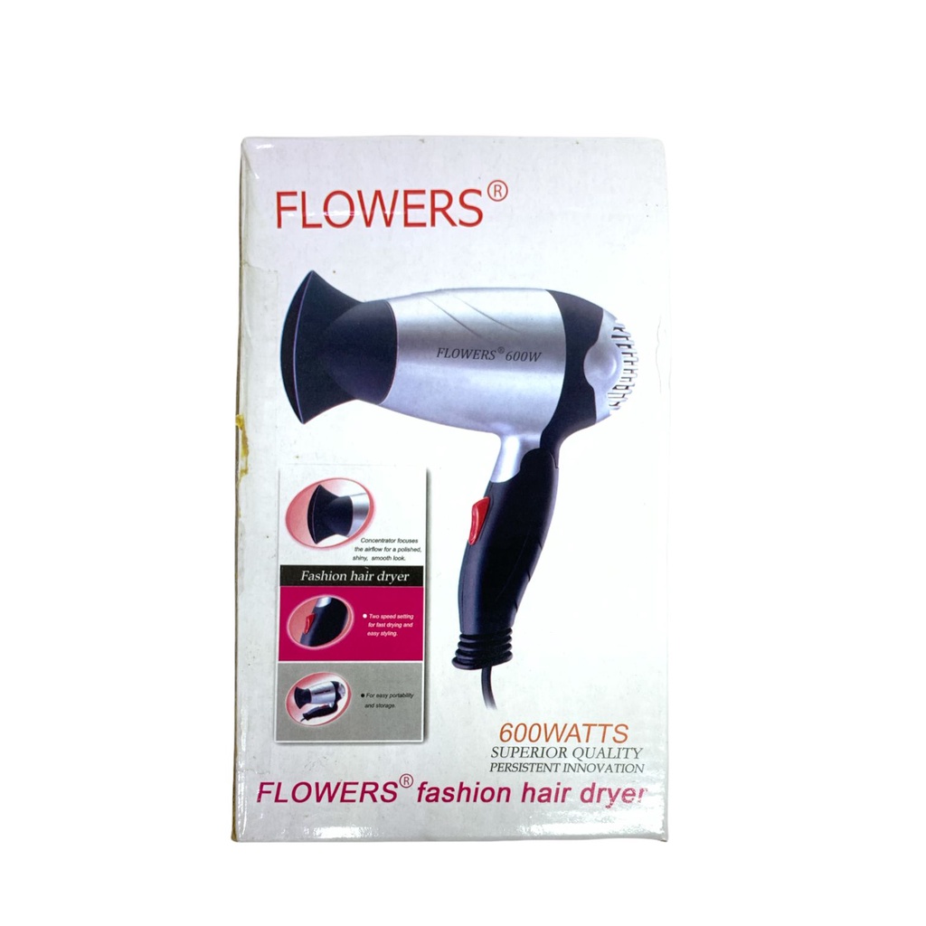 Hair Dryer Lipat 600 Watt Mini Silver Flowers