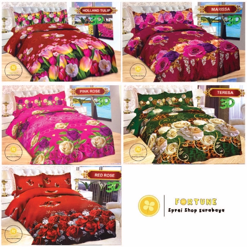 Sprei BONITA 180x200 Motif Terbaru Minimalis 3D Disperse (BISA COD)