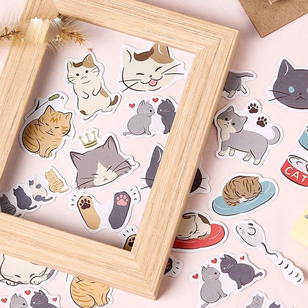 Agustinina Playful Cats DIY Scrapbooking Tahan Air Self-Adhesive Ponsel Decor Diary Skateboard Dekorasi Stiker