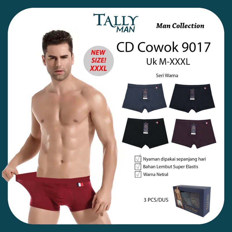 TALLY CD CELANA DALAM BOXER COWOK PRIA 9017 | HARGA PER PCS / SATUAN | SIZE M - XXXL | BAHAN KATUN