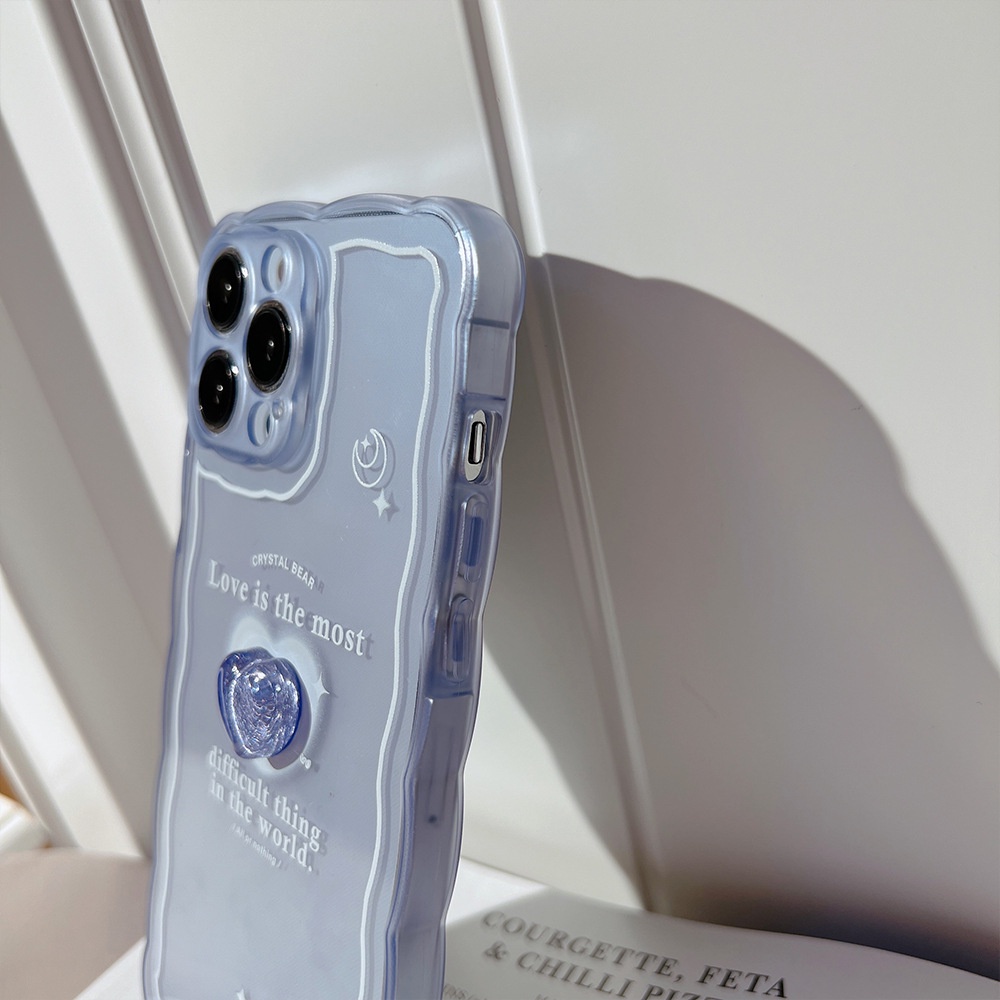 IPHONE 3d Es Kristal Cinta Hati Transparan Biru Musim Panas Lembut TPU Pelindung Ponsel Case Cover Untuk Iphone7 8 PLUS X XR XS 11 12 13 14 Mini PRO MAX SE 2020