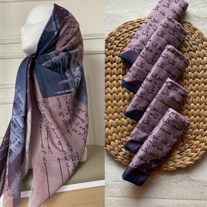 ✅Harga Standard✨ Harga Grosir krudung denay segi empat motif Terbaru Terviral tulisan arab, koran, a