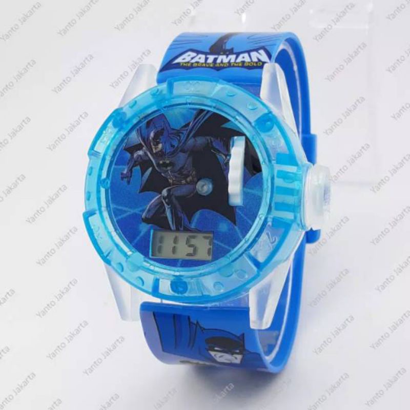 (Cod)Jam Tangan Anak&quot; Laser Batman Melody Lampu Strap Rubber(Dikirim Jakarta)