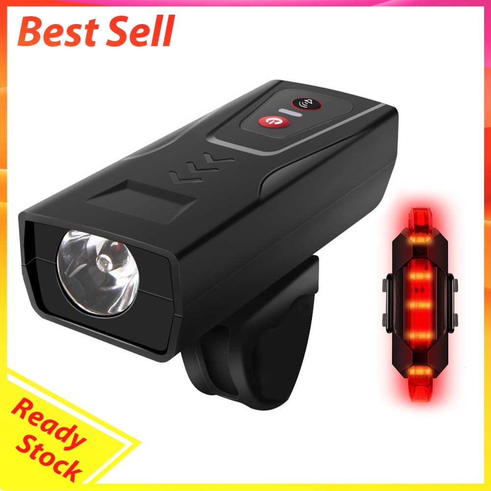 Bike Light Set USB Rechargeable XPE LED Headlight with Horn + Tail Light