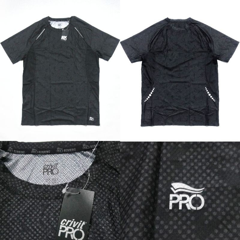 kaos olahraga CRIVIT Sports PRO Running ORIGINAL gym lari sepeda fitnes cycling black grey