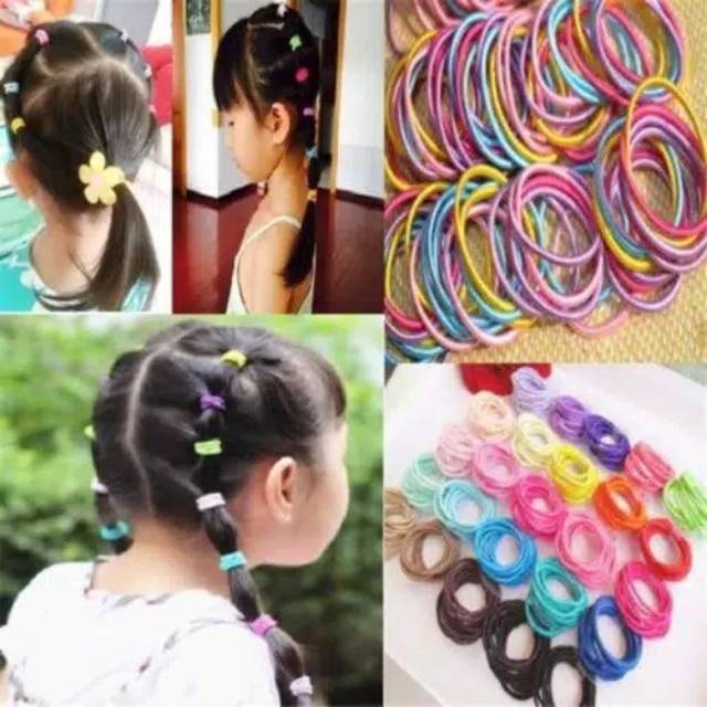 10 pcs Karet Rambut Elastis Warna-warni untuk Anak Perempuan