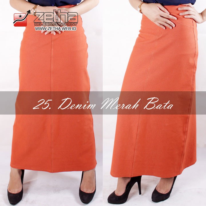 Rok  Zetha Denim Merah Bata