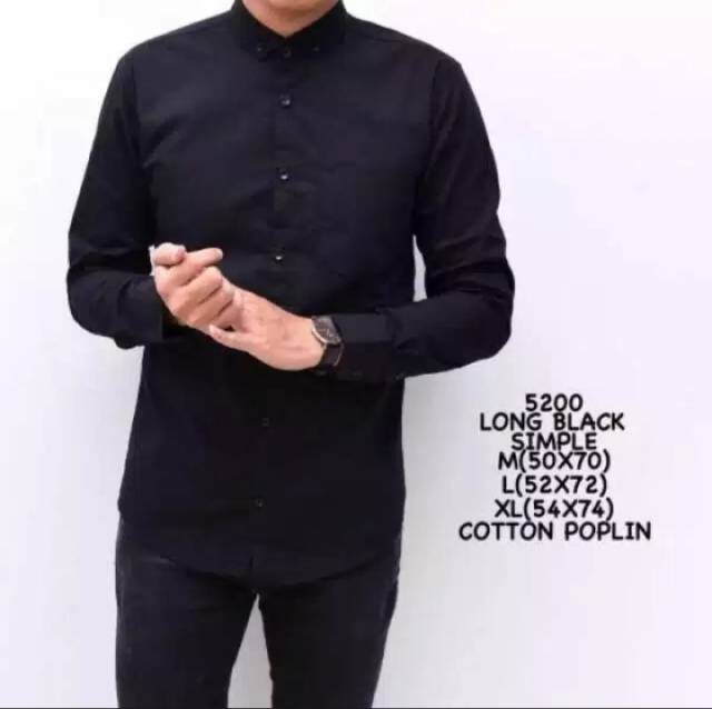 Kemeja Lengan Panjang Pria Laki laki Polos Kerja Kasual Formal Kantor Slim Fit