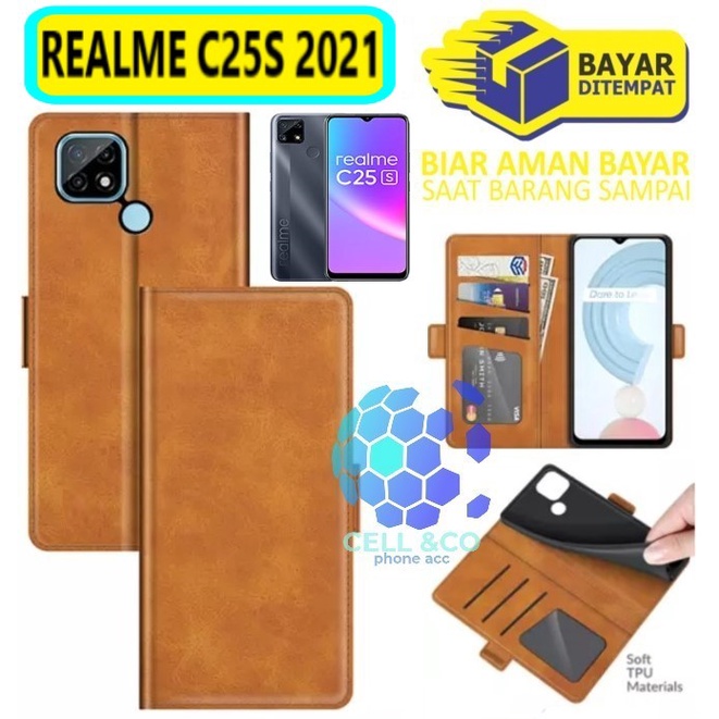 Flip cover REALME C25S 2021 Flip case buka tutup kesing hp casing flip case leather wallet