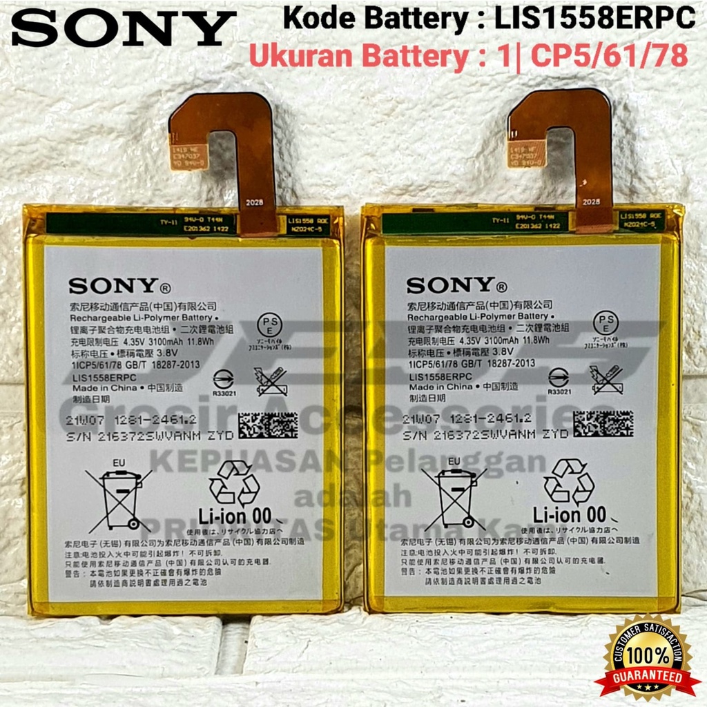 Baterai Battery Original SONY XPERIA Z3 BIG - XPERIA Z3 DUAL - XPERIA Z3V 4G LTE - SO-01G , SOL26 , L55T , L55U , D6603 , D6633 , D6643 , D6646 , D6653 Kode Batre LIS1558ERPC