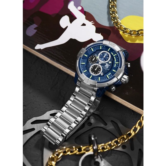 Jam Tangan Pria T5 H3815 3815 Original Chrono Stopwatch Stainless Steel Watch
