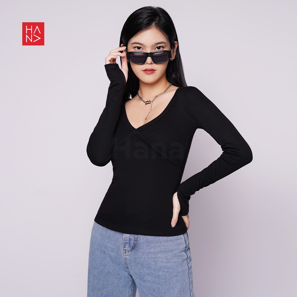 HanaFashion JKT - Nessie Top Knit Long Sleeve Atasan Casual Wanita Lengan Panjang - TS427