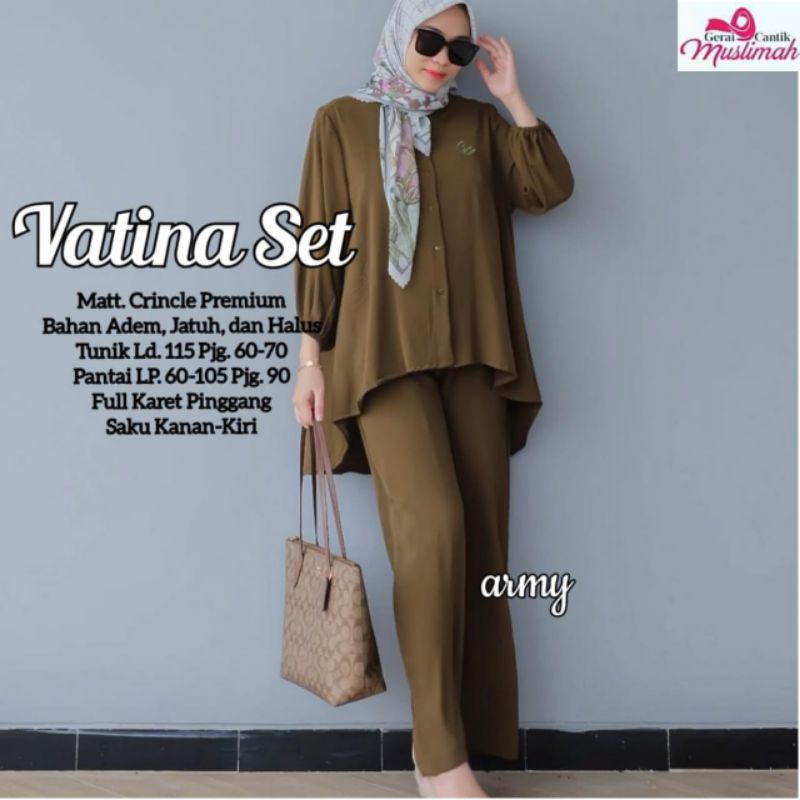 vatina set setelan wanita rayon crinkle jumbo busui friendly baju muslimah murah best seller