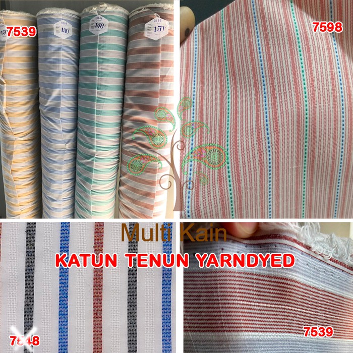 bahan multi kain katun tenun yarndyed salur basik basic B