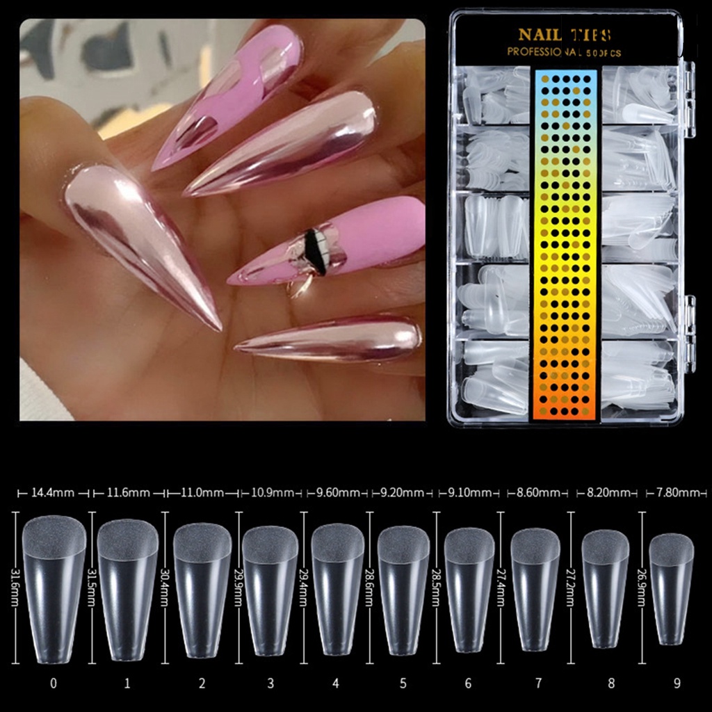 Providence 500Pcs Clear Frosted C Curved False Nail Tips Fingernail DIY Manicure Art Decor